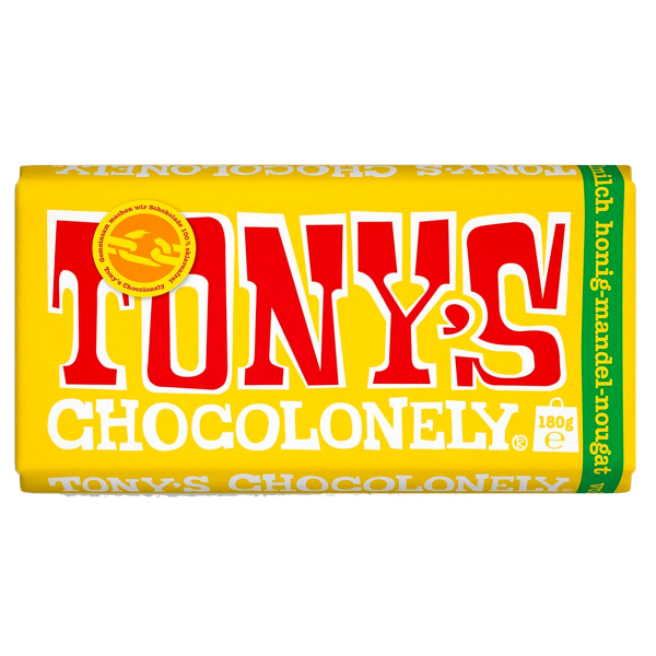 Tony&#039;s Honig-Mandel-Nougat 32 % Vollmilchschokolade, 180 g
