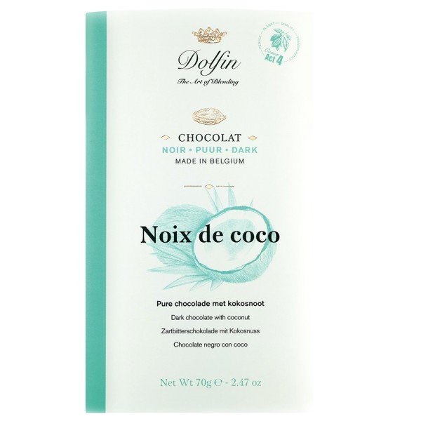 Dolfin Schokolade 60% mit Kokosnuss, 70 g
