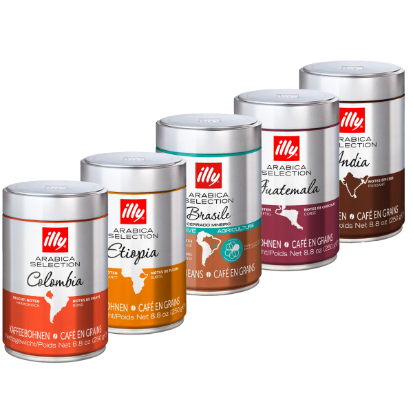 Illycaffè Selection Starterpaket, 5 x 250 g, Bohne